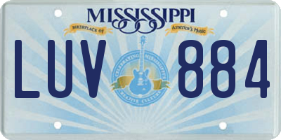 MS license plate LUV884