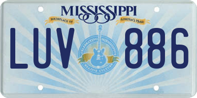 MS license plate LUV886