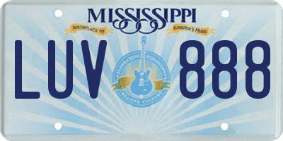 MS license plate LUV888