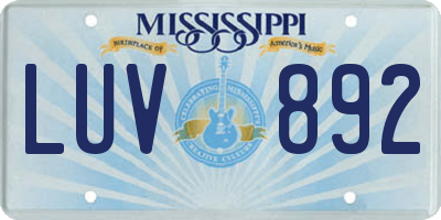 MS license plate LUV892