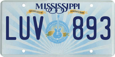 MS license plate LUV893
