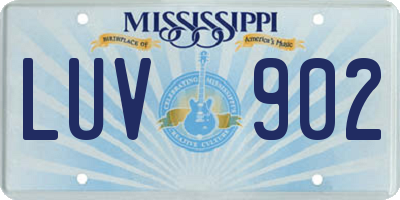 MS license plate LUV902
