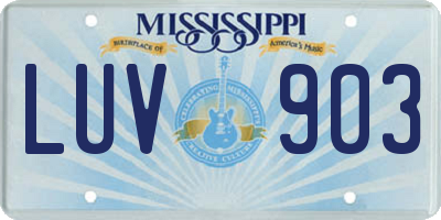 MS license plate LUV903