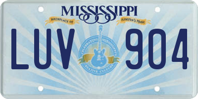 MS license plate LUV904