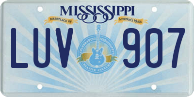 MS license plate LUV907