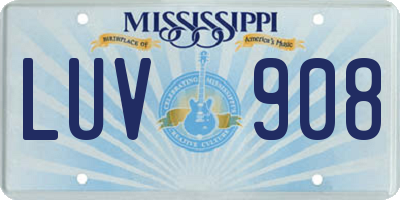 MS license plate LUV908