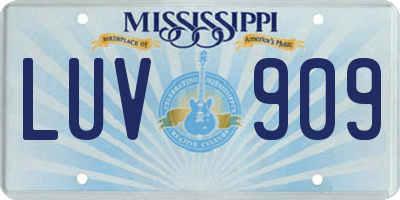 MS license plate LUV909