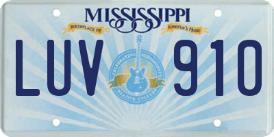 MS license plate LUV910