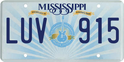 MS license plate LUV915