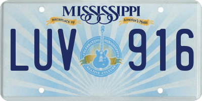 MS license plate LUV916