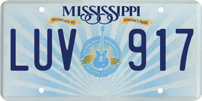 MS license plate LUV917