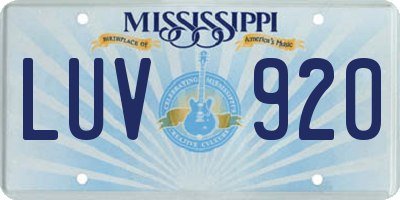 MS license plate LUV920