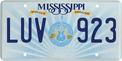 MS license plate LUV923