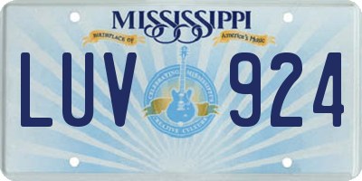 MS license plate LUV924