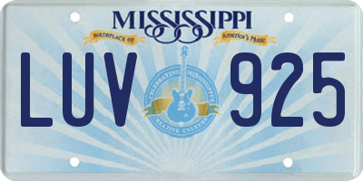 MS license plate LUV925