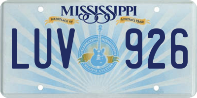 MS license plate LUV926