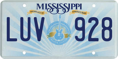 MS license plate LUV928