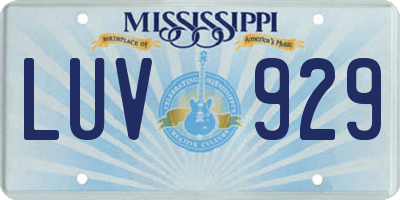MS license plate LUV929