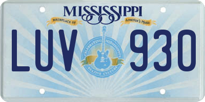MS license plate LUV930