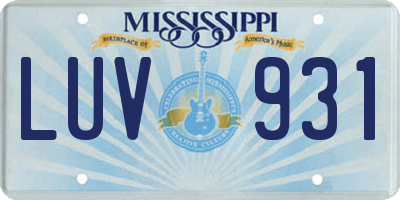 MS license plate LUV931
