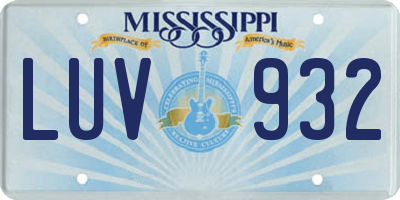 MS license plate LUV932