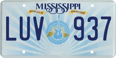 MS license plate LUV937