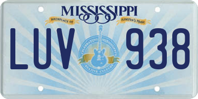 MS license plate LUV938
