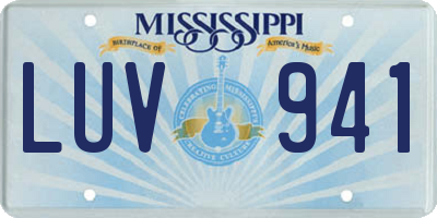 MS license plate LUV941