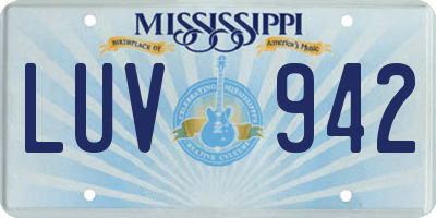 MS license plate LUV942