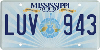 MS license plate LUV943