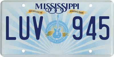 MS license plate LUV945