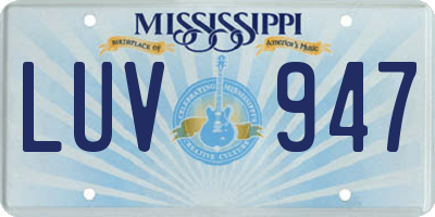 MS license plate LUV947