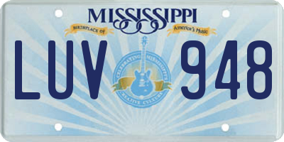 MS license plate LUV948