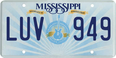MS license plate LUV949