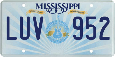 MS license plate LUV952
