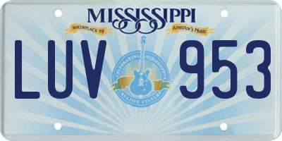 MS license plate LUV953