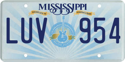 MS license plate LUV954