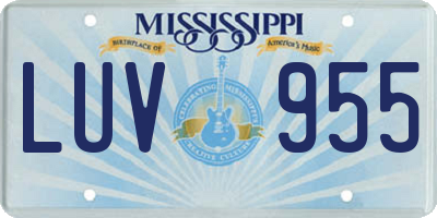 MS license plate LUV955