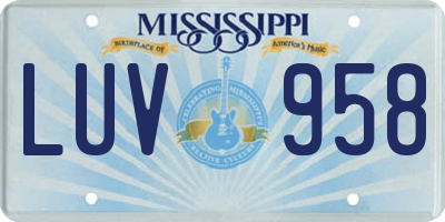 MS license plate LUV958