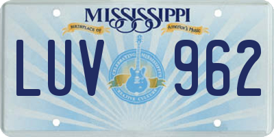 MS license plate LUV962
