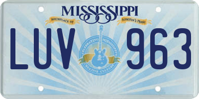 MS license plate LUV963