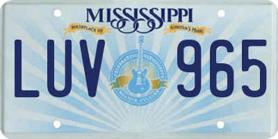 MS license plate LUV965