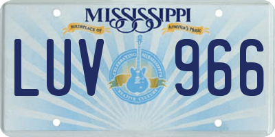 MS license plate LUV966