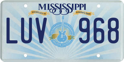 MS license plate LUV968
