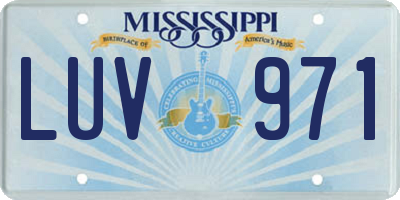 MS license plate LUV971