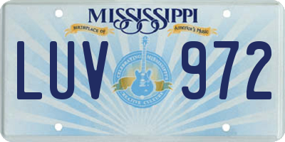 MS license plate LUV972