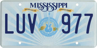 MS license plate LUV977