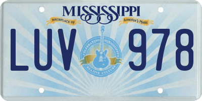 MS license plate LUV978