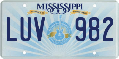 MS license plate LUV982