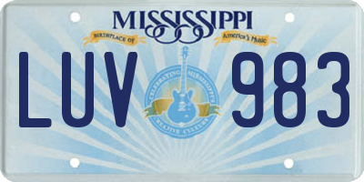 MS license plate LUV983